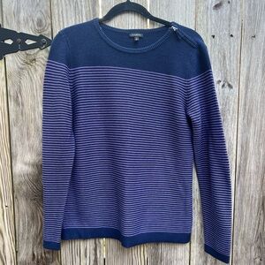 Talbots Navy Purple Stripe Cashmere Blend Women’s Sweater size Small